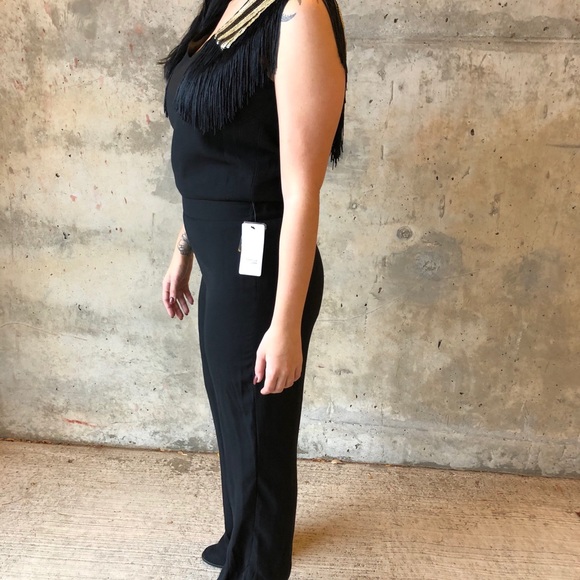 One piece black suit pant leg w fringes NWT - Picture 5 of 8